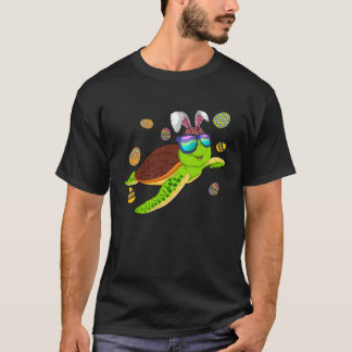 Turtle With Bunny Ears Easter Day Cute Boys Girls T-shirt