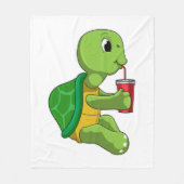 Turtle with Drinking mug with Straw Fleece Deken (Voorkant)