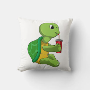 Turtle with Drinking mug with Straw Kussen