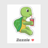 Turtle with Drinking mug with Straw Sticker (Vel)