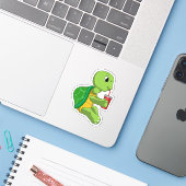 Turtle with Drinking mug with Straw Sticker (Laptop met iPhone)