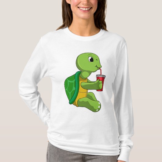 Turtle with Drinking mug with Straw T-shirt (Voorkant)