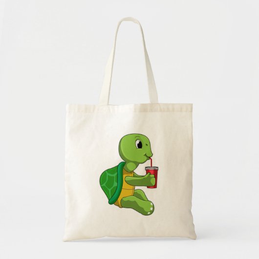 Turtle with Drinking mug with Straw Tote Bag (Voorkant)