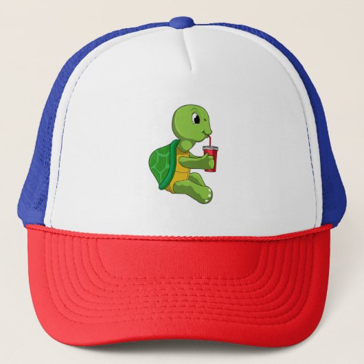 Turtle with Drinking mug with Straw Trucker Pet (Voorkant)