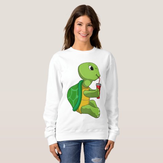 Turtle with Drinking mug with Straw Trui (Voorkant volledig)