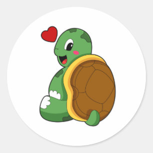 Turtle with Heart Ronde Sticker