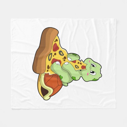 Turtle with Pizza Fleece Deken (Voorkant (Horizontaal))