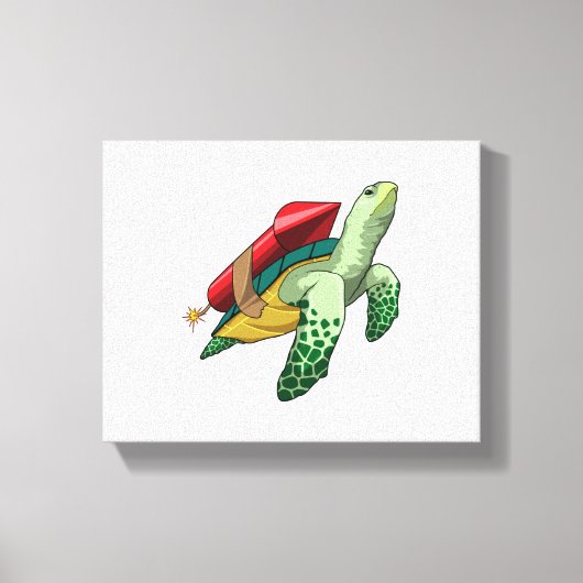 Turtle with Rocket Canvas Afdruk (Voorkant)