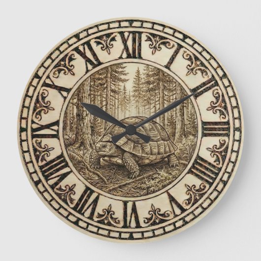 Turtle Wooden Wall Clock  Grote Klok (Voorkant)
