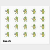 Turtle working on laptop ronde sticker (Vel)