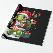 Turtle Xmas Lights Ugly Santa Turtle Christmas Tan Cadeaupapier (Uitgerold)