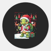 Turtle Xmas Lights Ugly Santa Turtle Christmas Tan Ronde Sticker (Voorkant)
