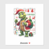 Turtle Xmas Lights Ugly Santa Turtle Christmas Tan Sticker (Vel)