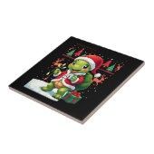 Turtle Xmas Lights Ugly Santa Turtle Christmas Tan Tegeltje (Zijkant)