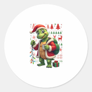 Turtle Xmas-verlichting lelijke kerstman Turtle Ke Ronde Sticker