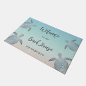 Turtles Beach House Family Monogram Turquoise Deurmat (Schuin)