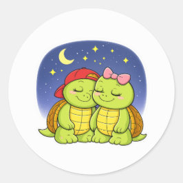 Turtles enjoying a peaceful night ronde sticker