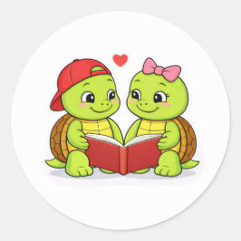 Turtles enjoying a quiet moment ronde sticker
