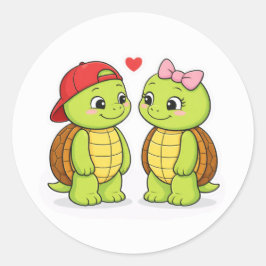 Turtles in love ronde sticker