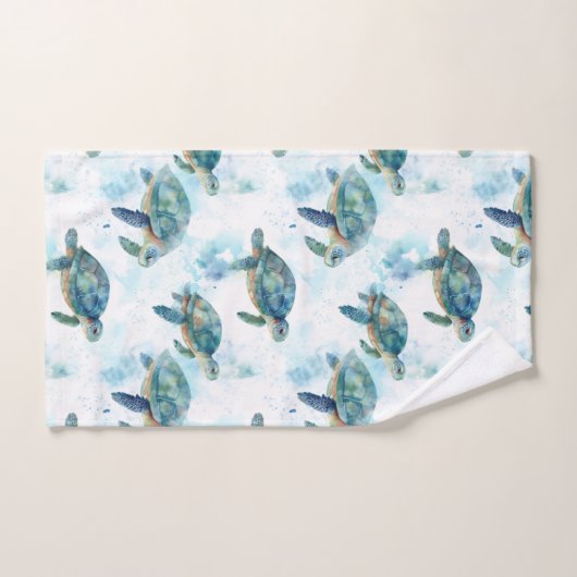 Turtles Watercolor Pattern Bad Handdoek (Handdoek)