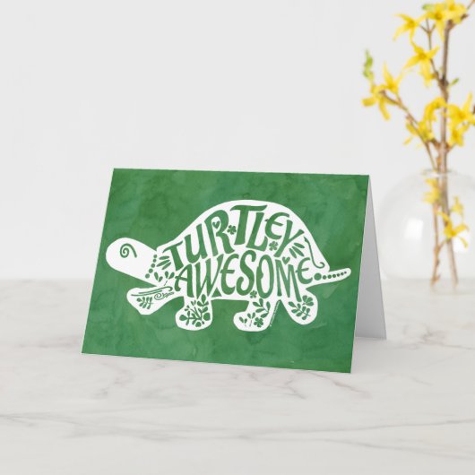 Turtley Awesome Félicitations Tortoise Carte (Fleur jaune)
