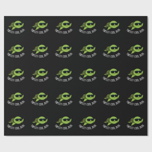 Turtley Cool Guy Funny Turtle Pun Dark BG Cadeaupapier (Vlak)