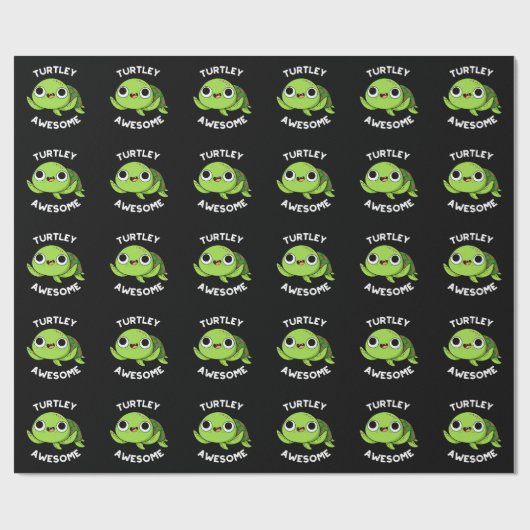 Turtley Geweldige Funny Turtle Pun Dark BG Cadeaupapier (Vlak)