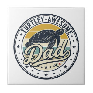 Turtley Geweldige Vader Vintage Turtle T-shirt Ont Tegeltje