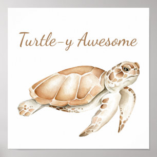 Turtley Geweldige Zee Turtle Ocean Zee Animal Art Poster