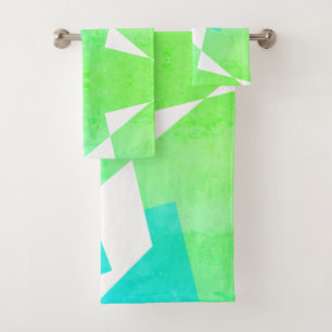 Turuqoise Vert Bleu Abstrait Art Serviettes de bai