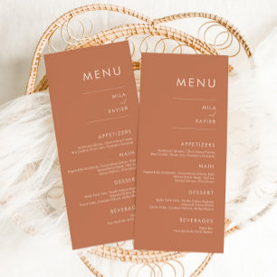 Tuscan Amber Moderne minimale bruiloft Menu