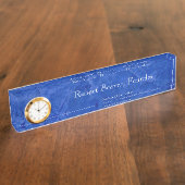 Tuscan Blue Bureaunaamplaat Met Klok Naambordje (Zijkant)