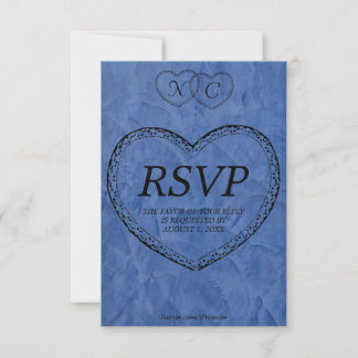 Tuscan Blue Hearts RSVP-kaart RSVP Kaartje