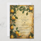 Tuscan Citrus Floral Wedding Kaart (Voorkant)