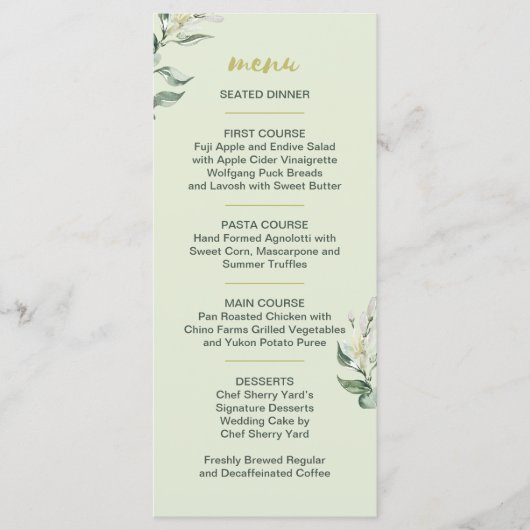 Tuscan Olive Garden Menu (Voorkant)