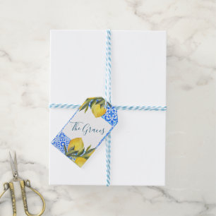 Tuscan Tegeltje Aquarel met Citroen Cadeaulabel