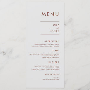 Tuscan Terracotta Modern Minimal Wedding Menu