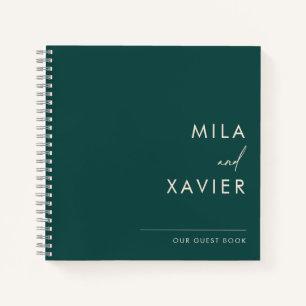 Tuscan Verde Modern Minimal Wedding Guest Book Notitieboek