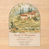 Tuscan Vineyard Arch Acrylic Wedding Invitation (Recto)