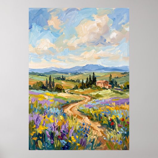 Tuscan Wildflower Path Landschaps poster (Voorkant)