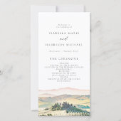 TUSCANY Italië Waterverf Skyline Wedding Programme Bedankkaart (Voorkant)