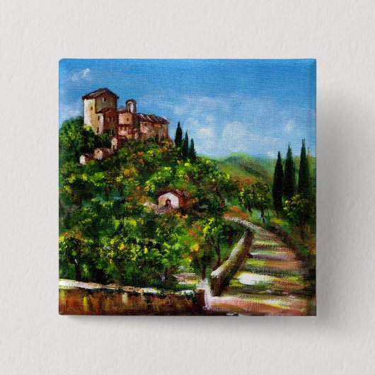TUSCANY LANDSCAPE 3 VIERKANTE BUTTON 5,1 CM (Voorkant)