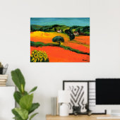 TUSCANY LANDSCAPE MET ZONLOWERS POSTER (Thuiskantoor)