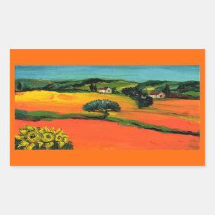 TUSCANY LANDSCAPE MET ZONLOWERS RECHTHOEKIGE STICKER