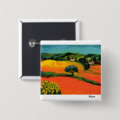 TUSCANY LANDSCAPE MET ZONLOWERS VIERKANTE BUTTON 5,1 CM (Voorkant /achterkant)