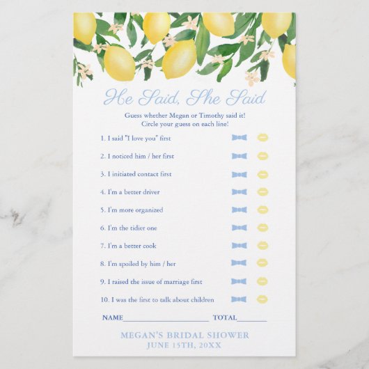 Tuscany Lemon zei dat ze een weduwentegelspel zei Flyer (Voorkant)