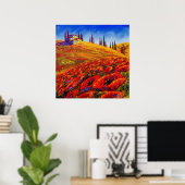 Tuscany Rolling Poppy Hills Poster (Thuiskantoor)