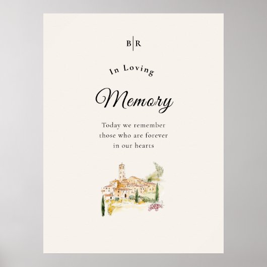 Tuscany Wedding In Loving Memory Sign Poster (Devant)