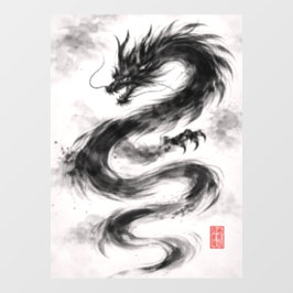 Tusche-Drache – Schatten des Windes Raamsticker