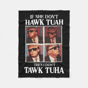 Tush 2024 Hawk Tuah Trump aan boord van luchthaven Fleece Deken
